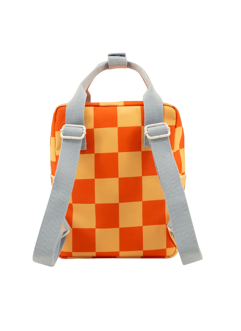 KID'S BACKPACK SMALL CHECKERBOARD PEAR JAM-LADYBIRD RED