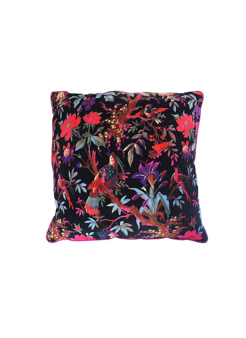 DECORATIVE CUSHION (60x60) PARADISE BIRDS BLACK