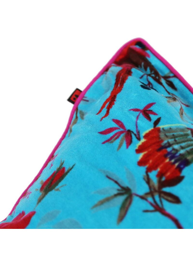 DECORATIVE CUSHION (35x60) PARADISE BIRDS TURQUOISE