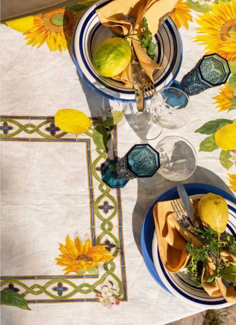 LINEN TABLECLOTH ETRUSCAN