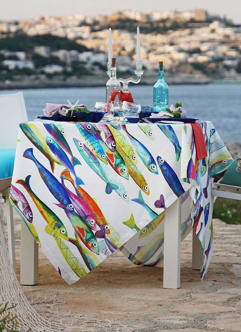 TABLECLOTH POISSON BLEU