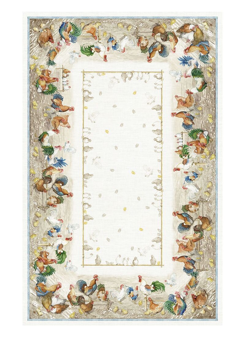 LINEN TABLECLOTH ROOSTER