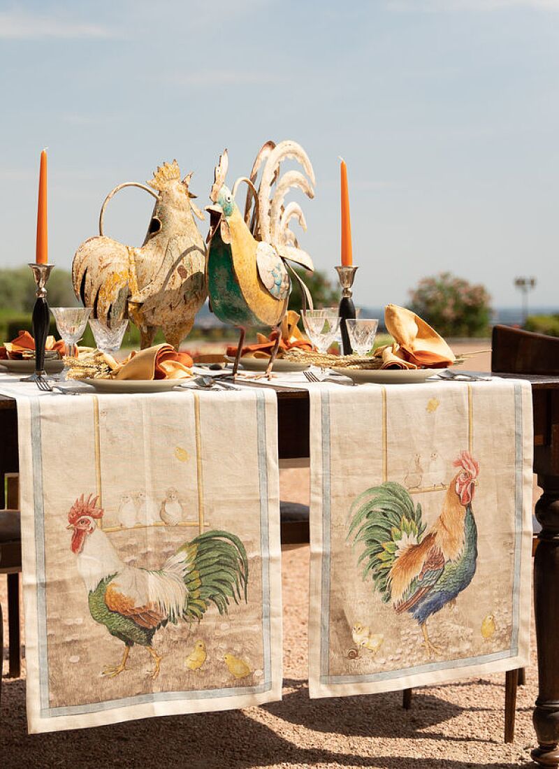 LINEN RUNNER  ROOSTER