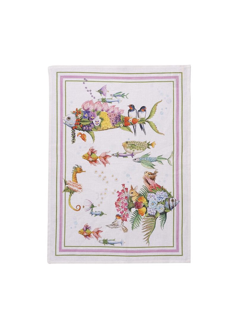 LINEN KITCHEN TOWEL PESCIFLORA PINK