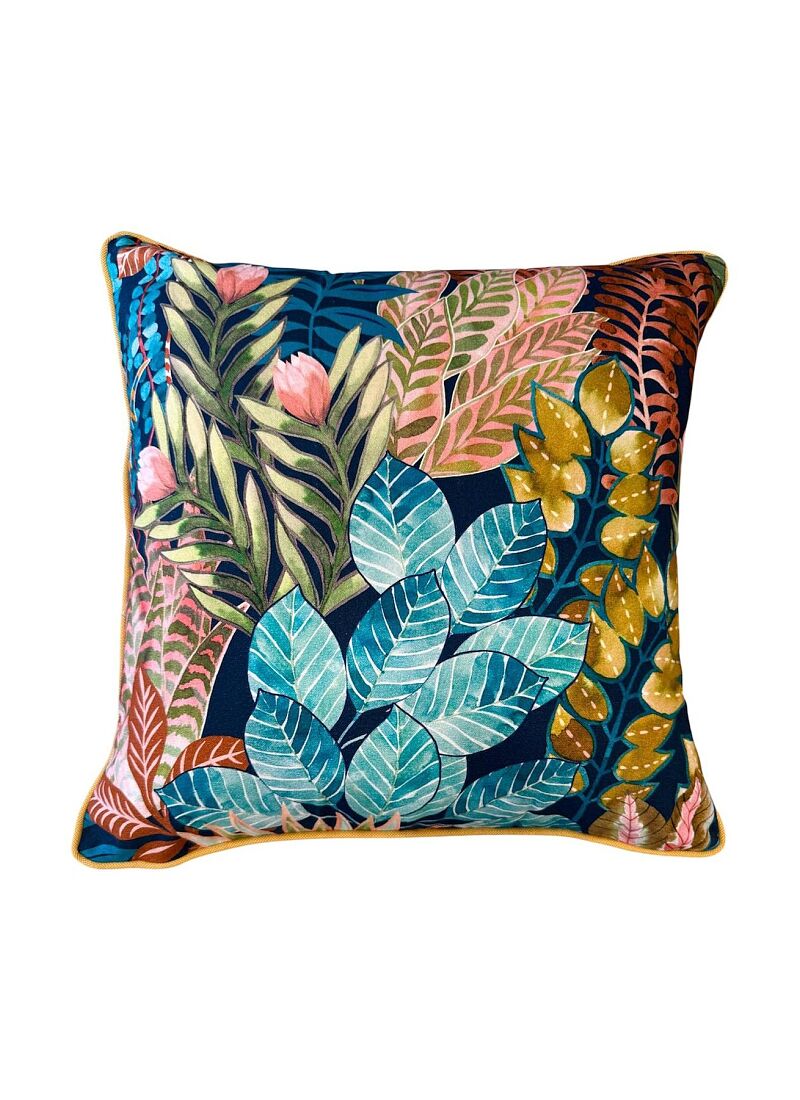DECORATIVE CUSHION (50x50) LEAVES PETROL