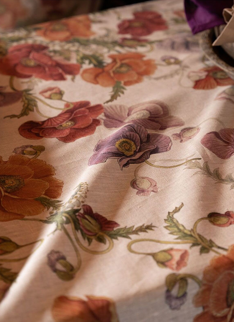 LINEN TABLECLOTH POPPY