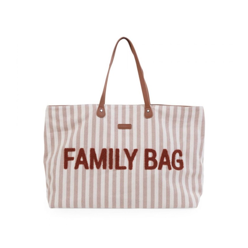 FAMILY BAG STRIPES NUDE-TERRACOTTA