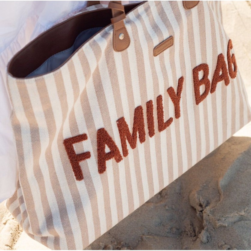 FAMILY BAG STRIPES NUDE-TERRACOTTA