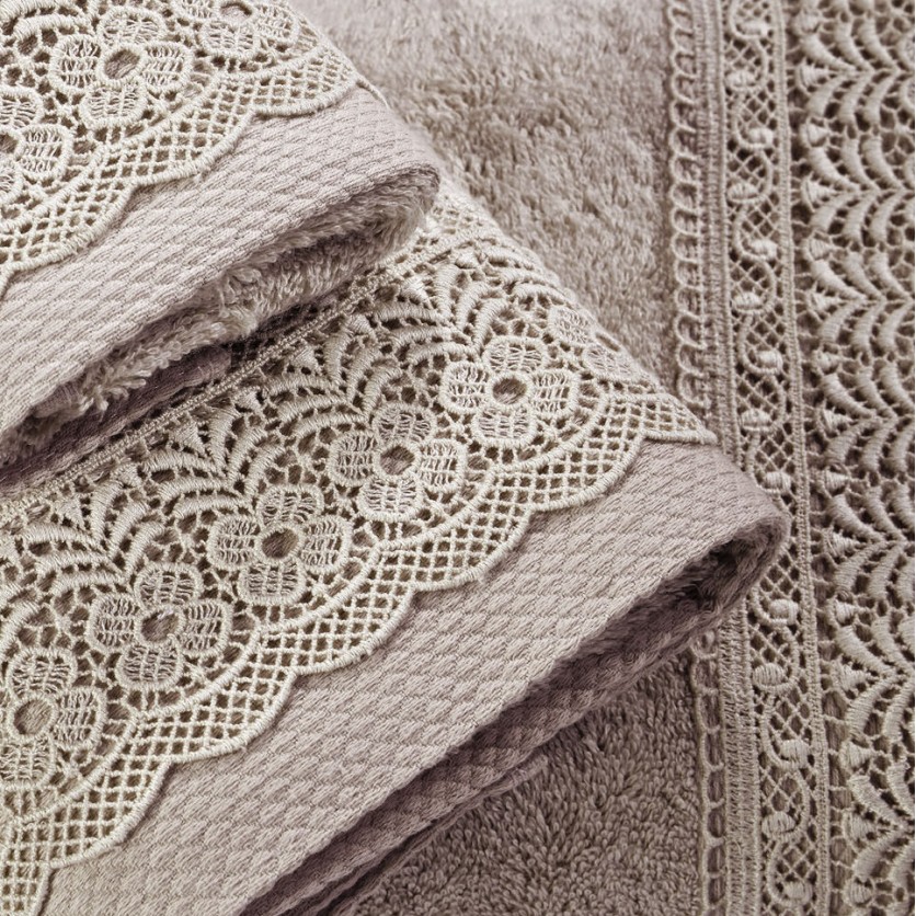 ΣΕΤ ΠΕΤΣΕΤΕΣ 3ΤΜΧ ΜΕ ΔΑΝΤΕΛΑ BEIGE