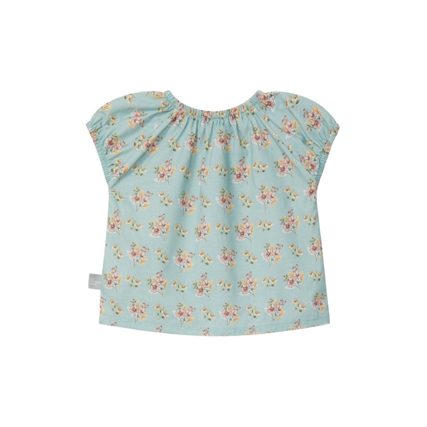 ΒΑΜΒΑΚΕΡΟ T-SHIRT ΚΟΝΤΟΜΑΝΙΚΟ FLORAL MINT BLUE