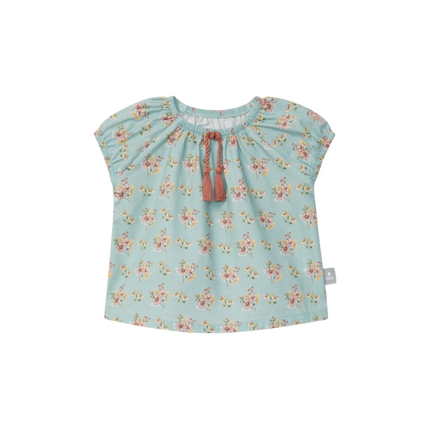 ΒΑΜΒΑΚΕΡΟ T-SHIRT ΚΟΝΤΟΜΑΝΙΚΟ FLORAL MINT BLUE